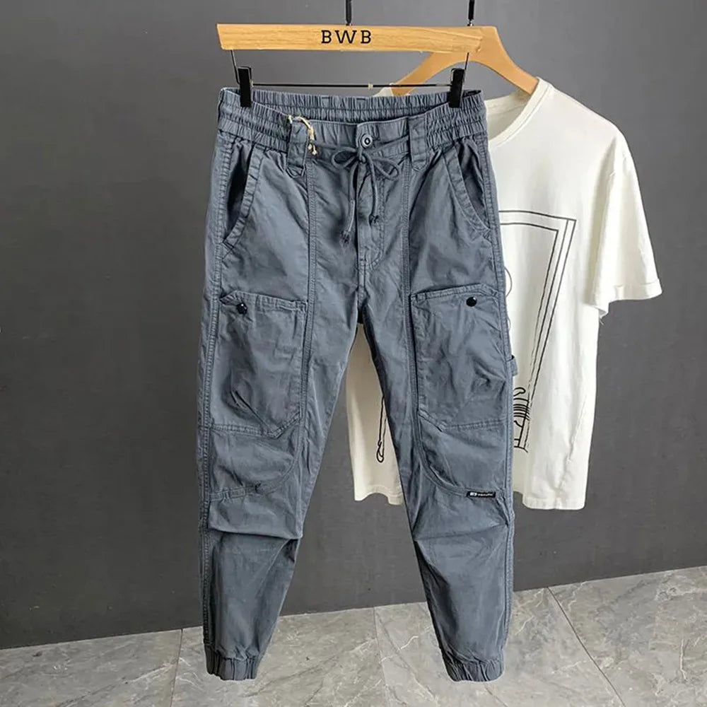 Mens Trousers Summer Cargo Pants Retro Streetwear Pockets Jogger Pants Casual Harem Trendy Fit Daily Thin Men's Clothes 2024