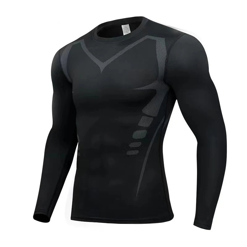 Men's T-shirt Men's Running Sports T-shirt Men's Fitness Top T-shirt Quick drying Tight Training Gym Sports Running Shirt Jersey