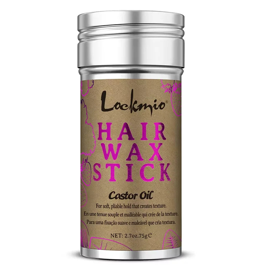 Lockmio 75g Hair Wax Stick With Castor Oil Tames Frizz Smooth Flyaways Strong Hold Edge Styling Finishing Broken Hair Gel