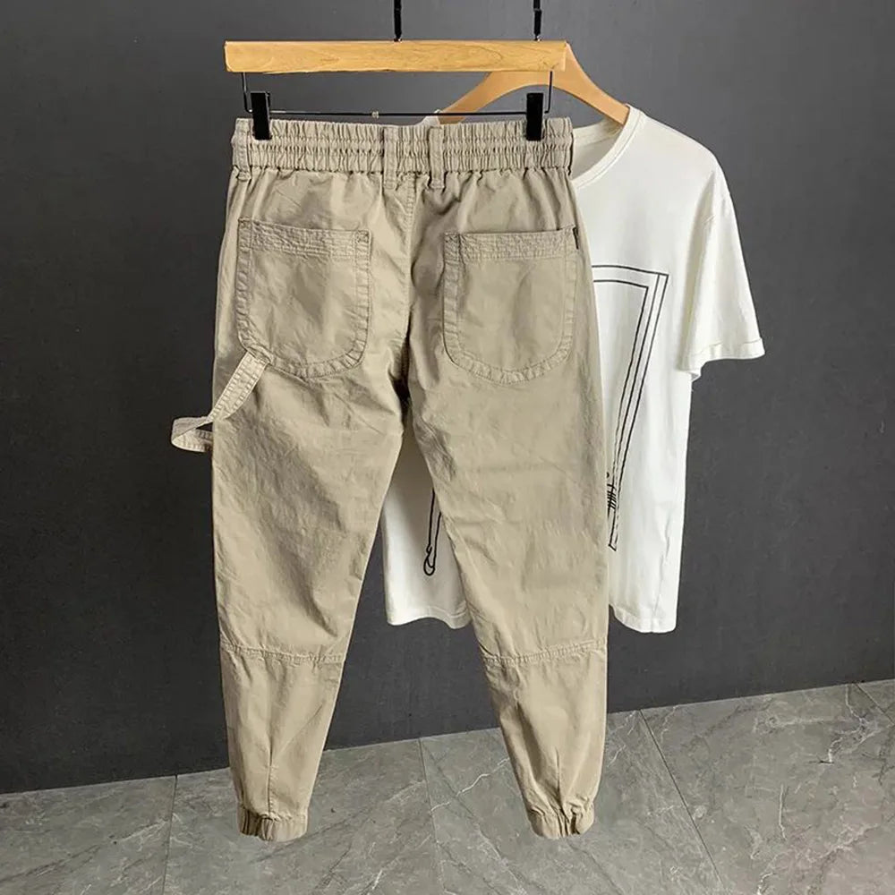 Mens Trousers Summer Cargo Pants Retro Streetwear Pockets Jogger Pants Casual Harem Trendy Fit Daily Thin Men's Clothes 2024