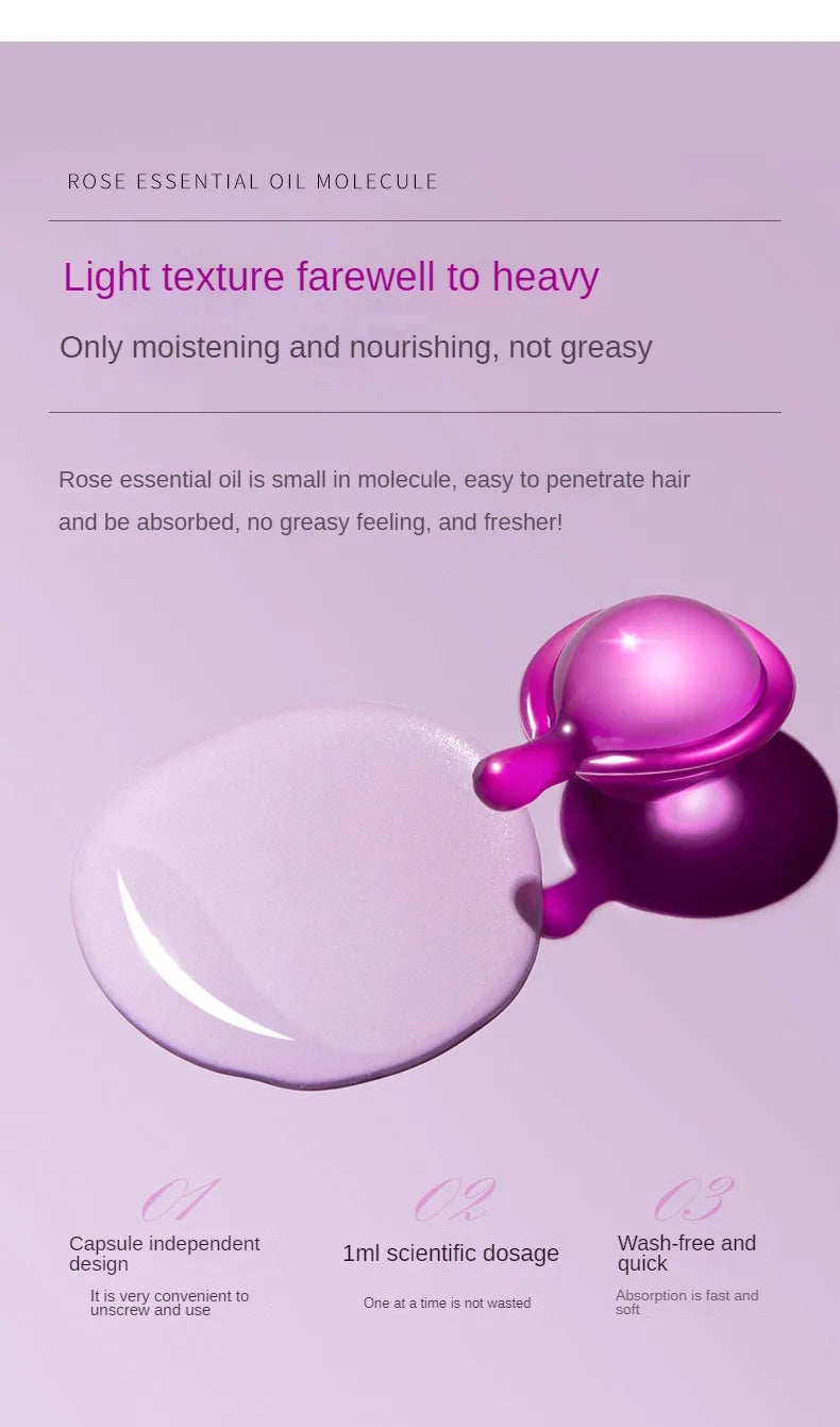 Hair Styling Serum for Frizzy & Dry Hair Rose Essence Oil Capsules  Leave-in Anti Frizz Conditioner Repairs Dry, Damaged Hair