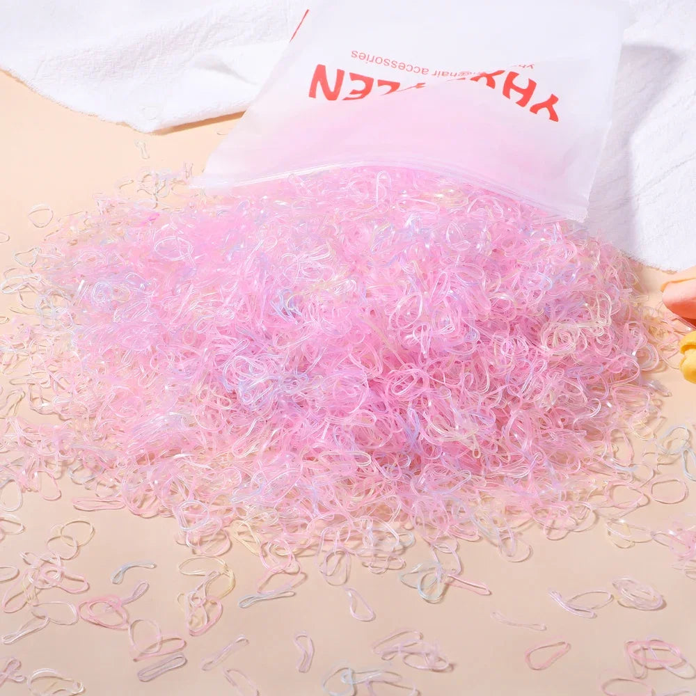 500Pcs Girls Colourful Disposable Rubber Band Elastic Hair Bands Headband Children Ponytail Holder Bands For Kids Accessories