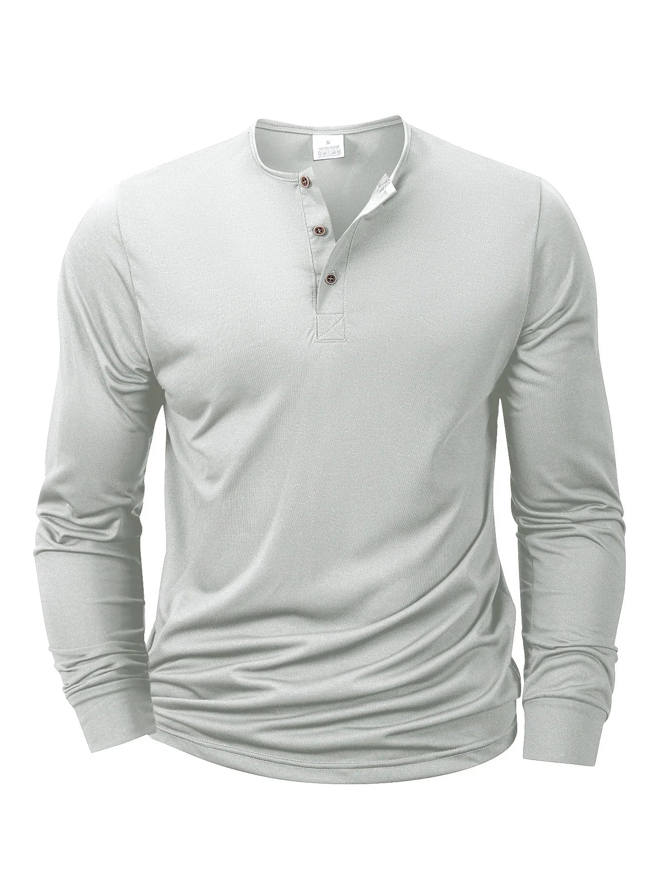 Men's Long Sleeved Henley Neck T-shirt Slim Fit Bottoming Shirt Fitness Tops Tees Button Neck Casual Cozy Tshirt