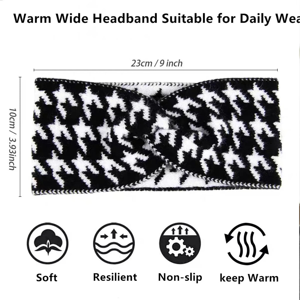 5PCS/3PCS Set Knitted Thousand Bird Fashion Women's Headbands Retro Warm High Elasticity Hairband Hair Accessoires