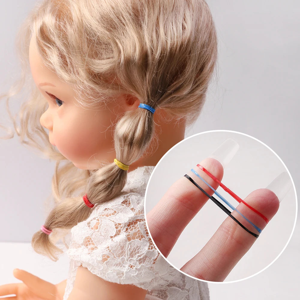 500Pcs Girls Colourful Disposable Rubber Band Elastic Hair Bands Headband Children Ponytail Holder Bands For Kids Accessories