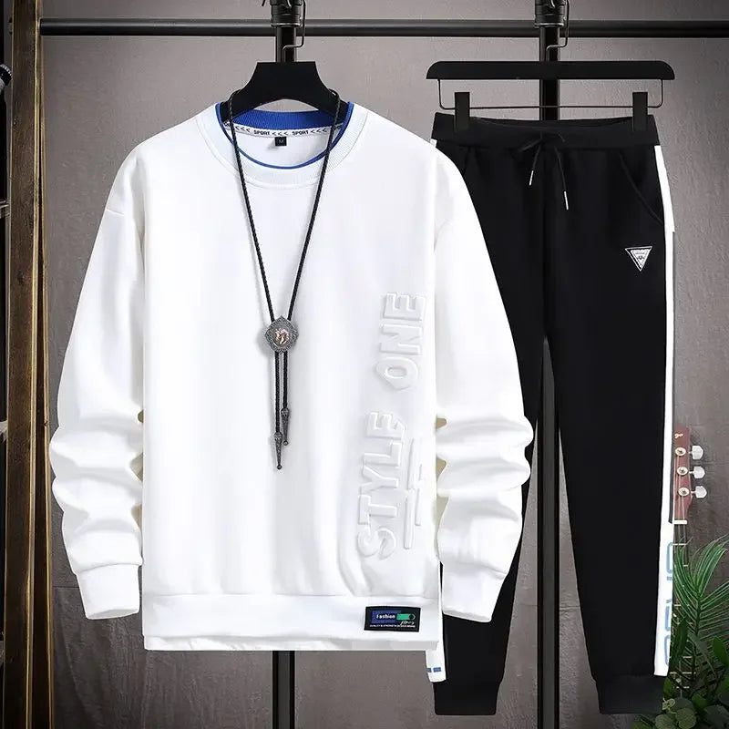 Clothes For Men Plain Male T Shirt White Pants Sets Alphabet Tracksuit Essential Top Offer Trend Popular Sports Suits Cool Kpop