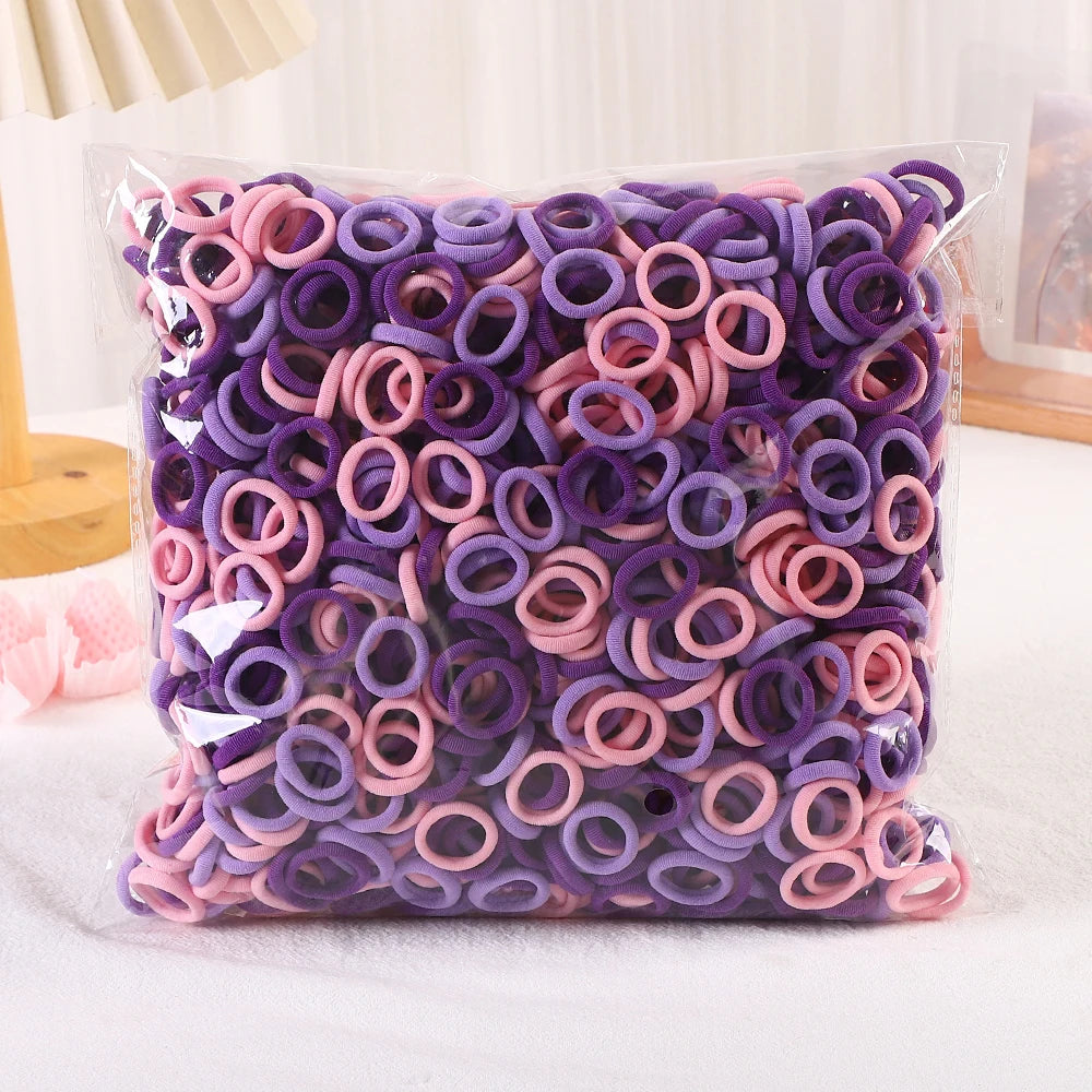 50/100/200Pcs Solid Color Hair Bands for Girls Kids Ponytail Hold Hair Tie Rubber Bands Hairhoop Scrunchie Hair Accessories