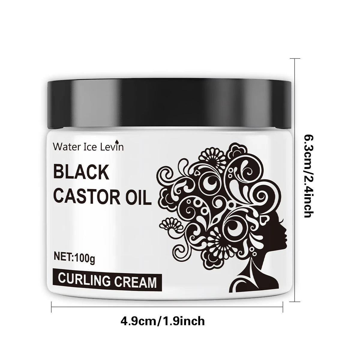 Black Castor Oil Curly Hair Styling Cream - Moisturizing Hair Cream Suitable for Normal Hair, Men and Women, Plant Formula Easy to Use and Carry with Them