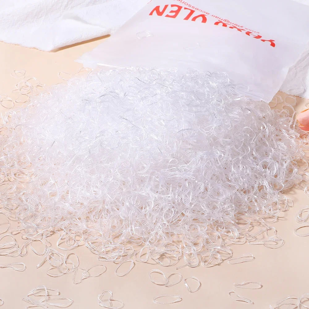 500Pcs Girls Colourful Disposable Rubber Band Elastic Hair Bands Headband Children Ponytail Holder Bands For Kids Accessories