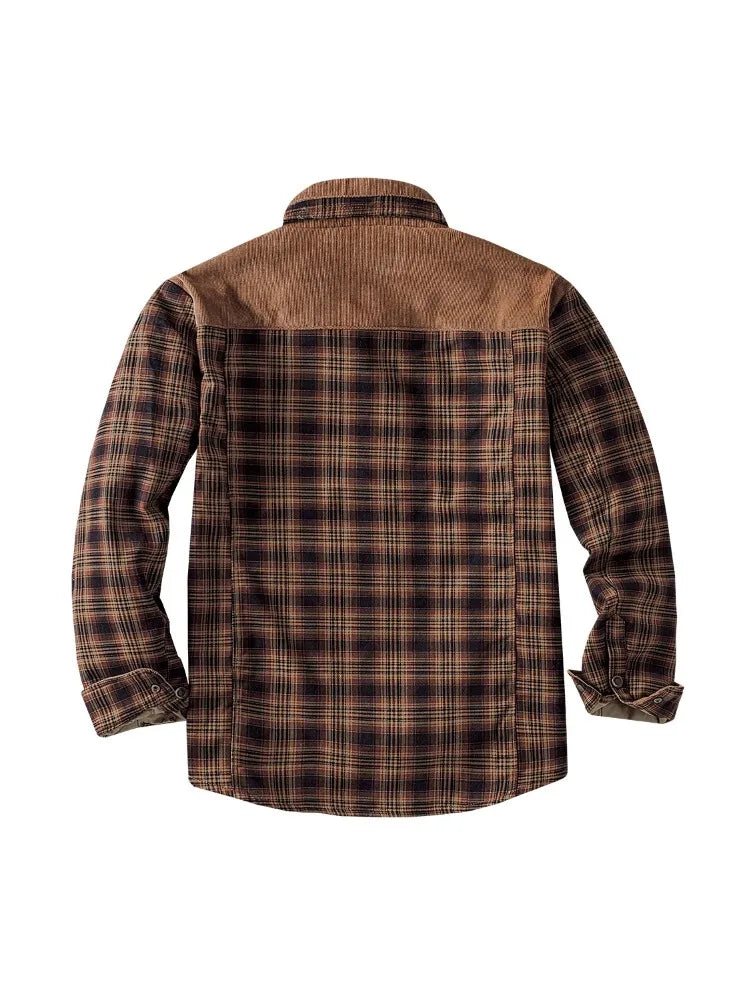 Mens Cotton Jacket Autumn Winter 2025 Check Print Warm Casual Business Office Lapel Coat Man Middle-aged Elderly Cotton Clothes