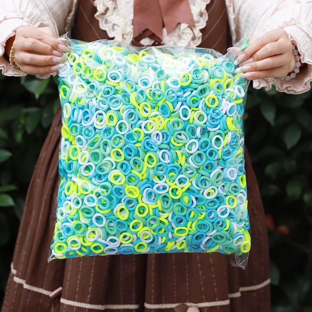 50/100Pcs Colorful Basic Nylon Ealstic Hair Ties for Girls Ponytail Hold Scrunchie Rubber Band Kid Fashion Hair Accessories