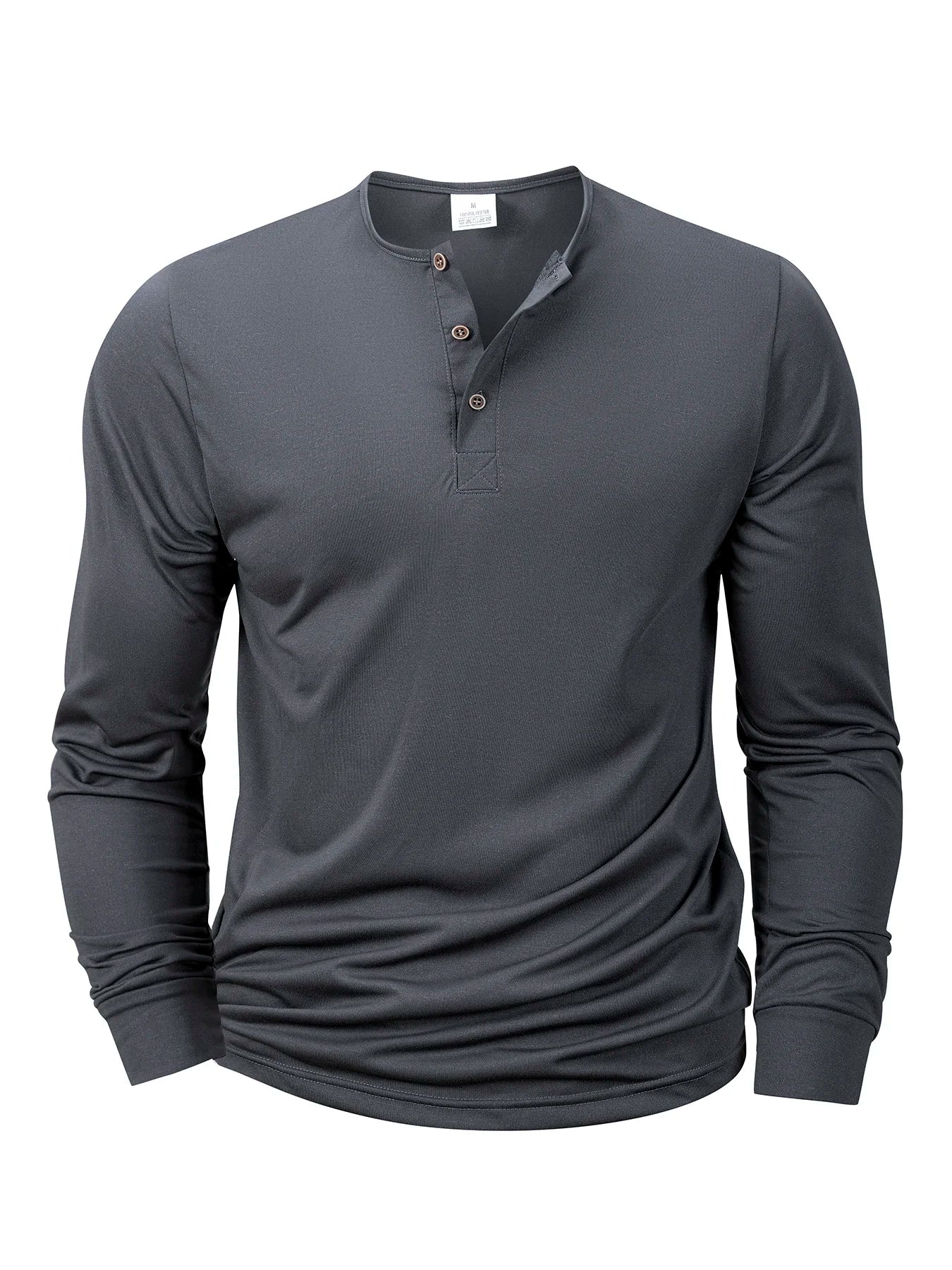 Men's Long Sleeved Henley Neck T-shirt Slim Fit Bottoming Shirt Fitness Tops Tees Button Neck Casual Cozy Tshirt