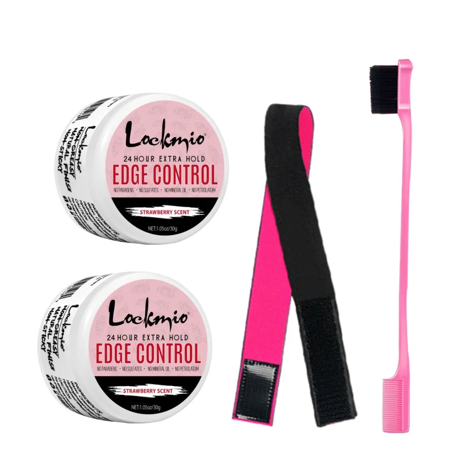 4pcs/Set 30g Edge Control Gel for Women Non-greasy Long Lasting Anti-frizz Wax Natural Ingredients Finishing Gel Cream and Brush