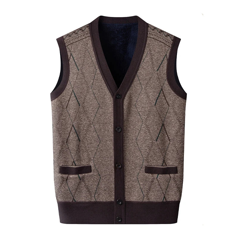 Men Clothes V-Neck Vest Sleeveless Sweater Cardigan Button Down Casual Knit Vests Contrast Mens Spring Autumn Clothes