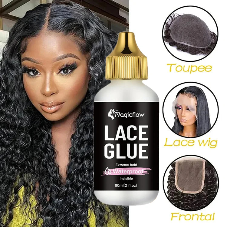 60ml/2fl.oz Waterproof Wig Lace Glue - Strong Hold, Invisible, Quick Dry & Easy Removal - No Odor Adhesive for All Wigs