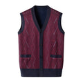 Men Clothes V-Neck Vest Sleeveless Sweater Cardigan Button Down Casual Knit Vests Contrast Mens Spring Autumn Clothes