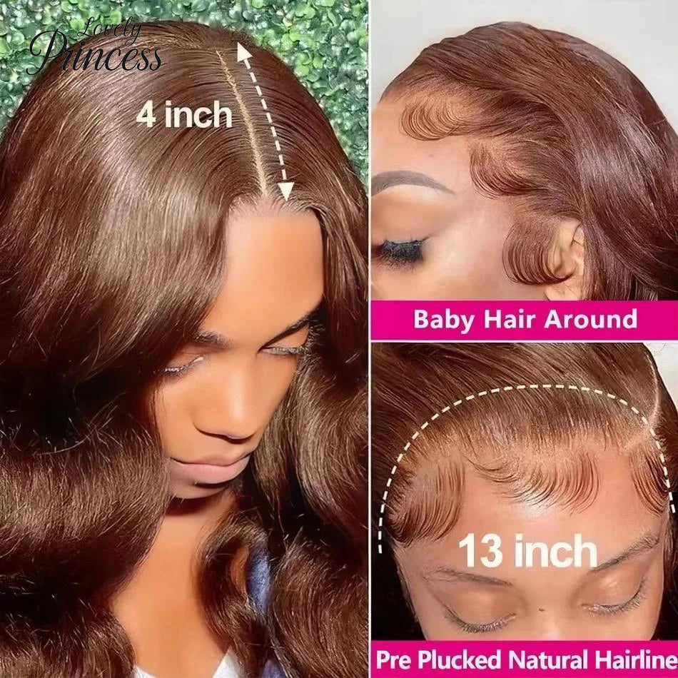 Chocolate Brown Lace Front Wig 13x6 Transparent HD Lace Frontal Wig 100% Colored Body Wave Human Hair Wigs 4x4 5x5 Preplucked