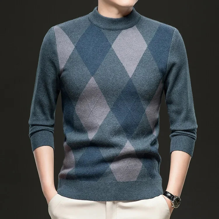 New High Quality Men's  Fashion Business Casual Knitted Sweater Warm Pullover Tops Mens Clothes