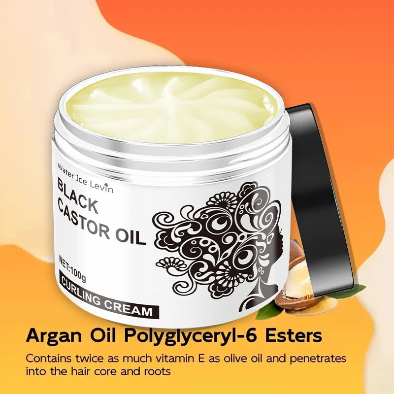 Black Castor Oil Curly Hair Styling Cream - Moisturizing Hair Cream Suitable for Normal Hair, Men and Women, Plant Formula Easy to Use and Carry with Them