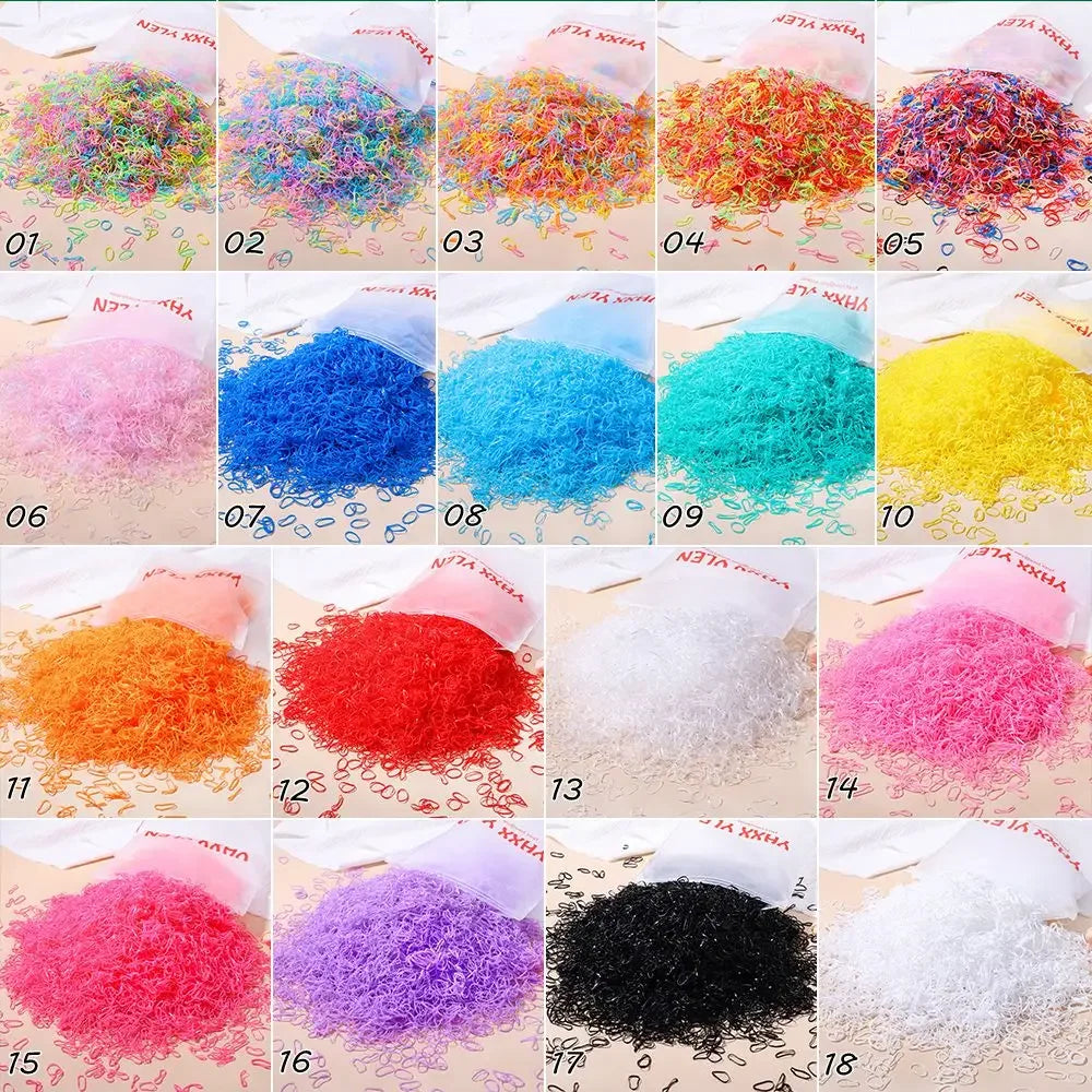 500Pcs Girls Colourful Disposable Rubber Band Elastic Hair Bands Headband Children Ponytail Holder Bands For Kids Accessories