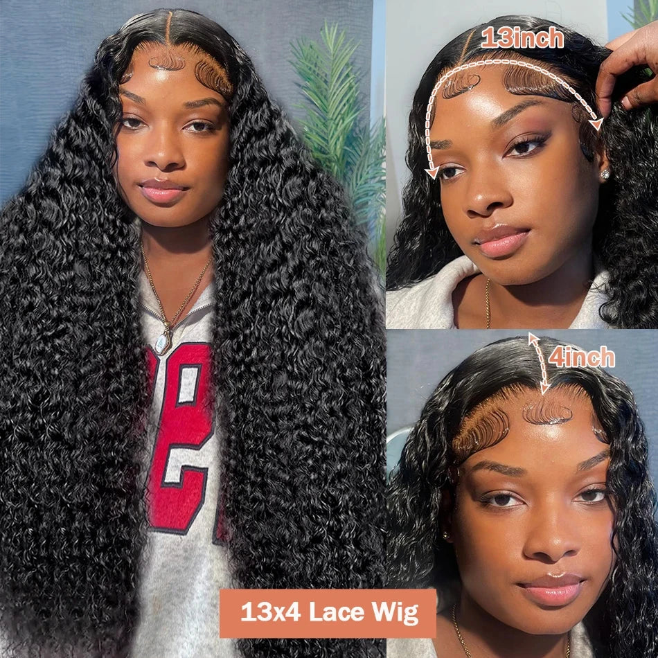 Deep Wave Frontal Wig 13x6 Hd Lace Loose Wave Wigs Brazilian Hair Natural Hairline Pre Plucked 40 Inch Lace Front Human Hair Wig