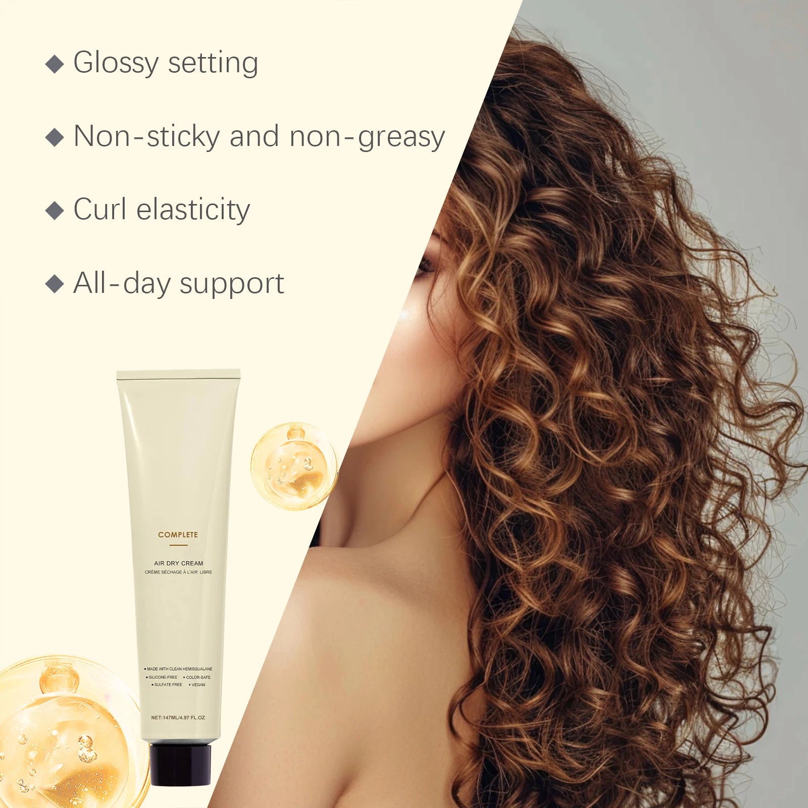 Smooth Curl Defining Cream Non-stick Hydrates & Eliminates Anti-Frizz Cream Define To Frizz, 147ml Hair-Smoothing E6M1